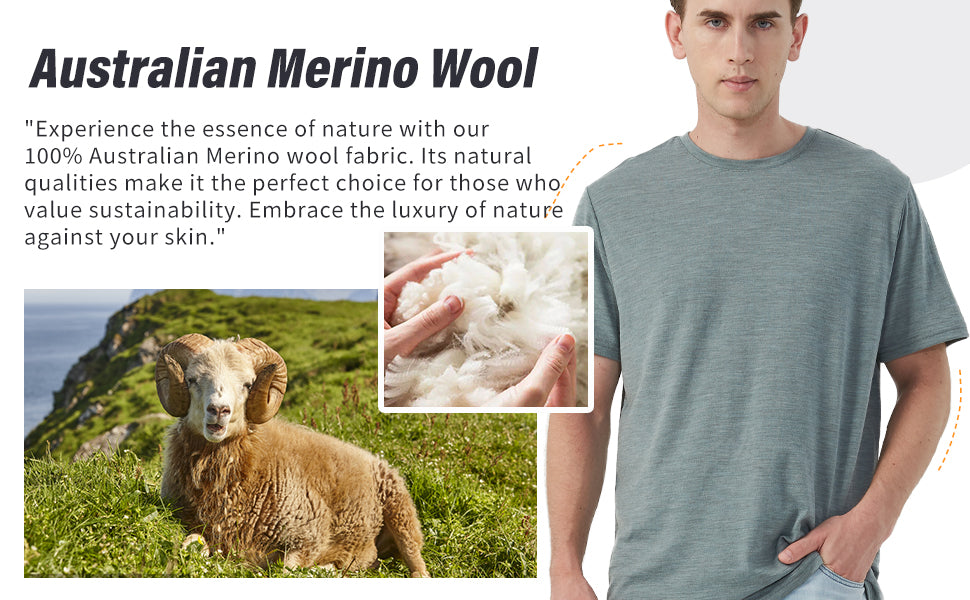 Merino Protect 100% Merino Wool T-Shirt for Men  Gray shirt