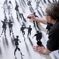 Black and white art being painted by North Yorkshire based artist Neil McBride 