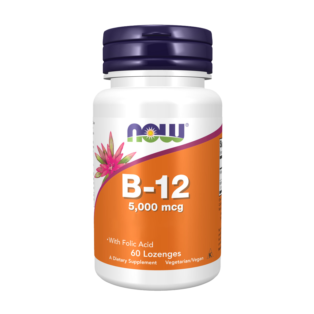 NOW Foods Vitamine B-12 5,000 mcg (60 pastilles) Couverture avant