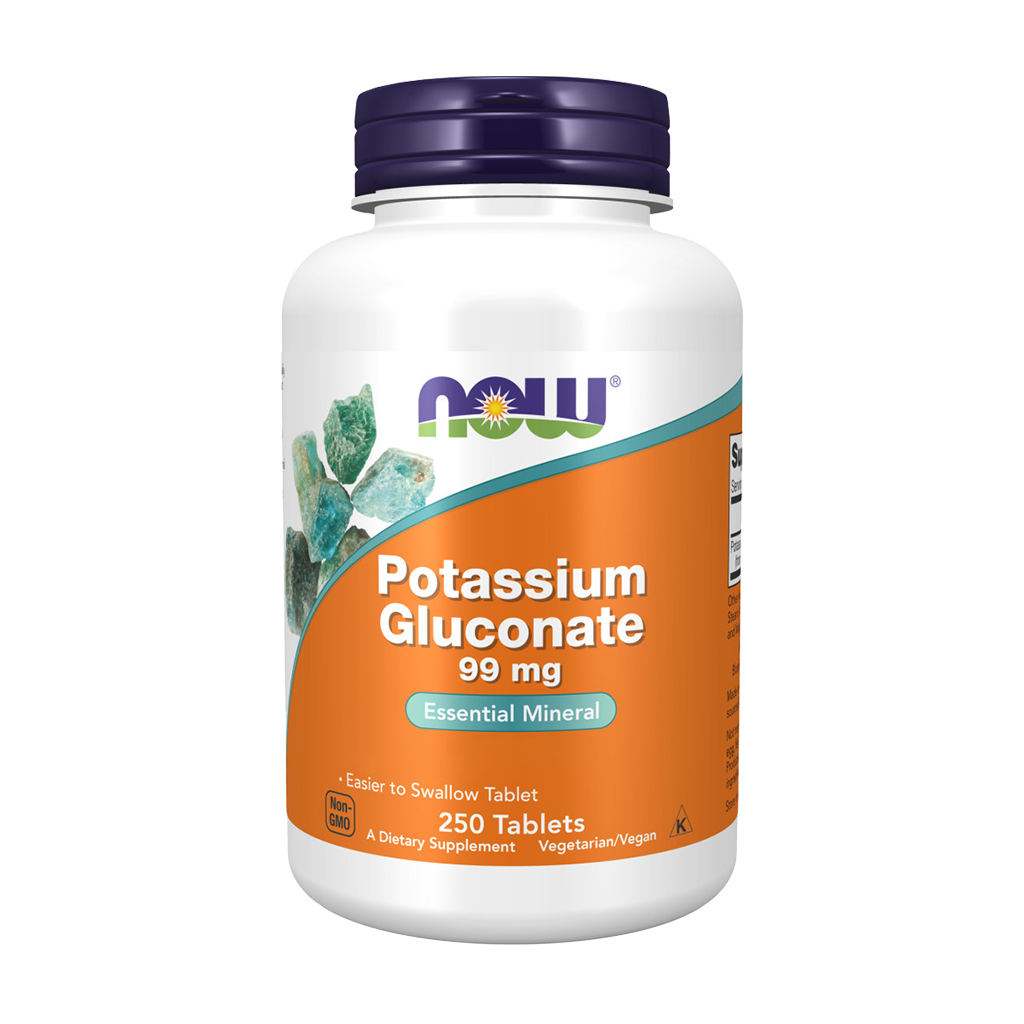 NOW Foods Gluconate de potassium (potassium) (250 comprimés) Avant