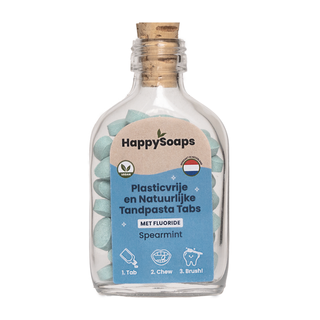 happy soaps spearmint tandpasta tabs met fluoride 62 tabs packshot flesje