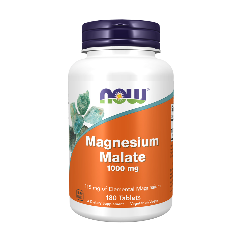 NOW Foods Magnesium malate 1000 mg (180 comprimés) front end