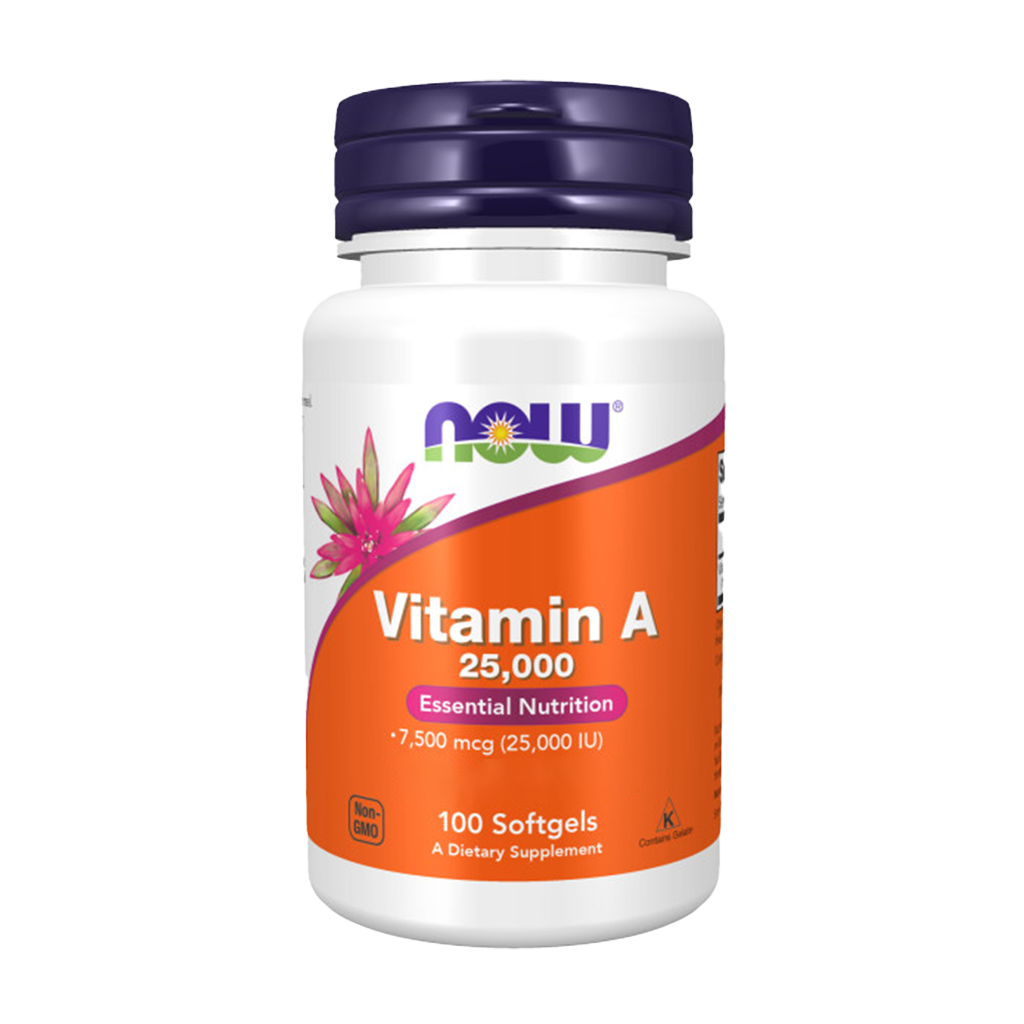 NOW Foods Vitamine A 25,000 IU (100 softgels) couverture avant