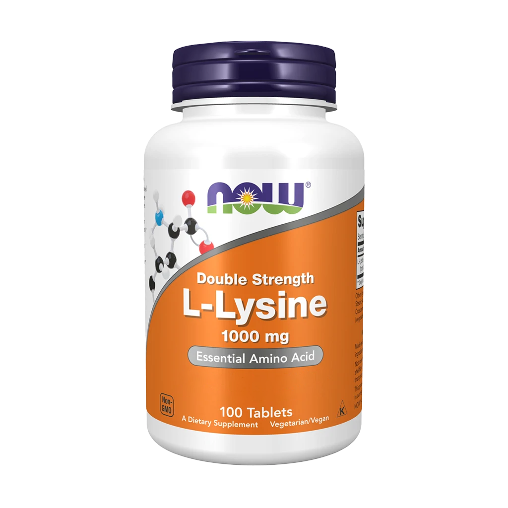 NOW Foods L-Lysine Double Strength 1000 mg (100 tabletten) Front