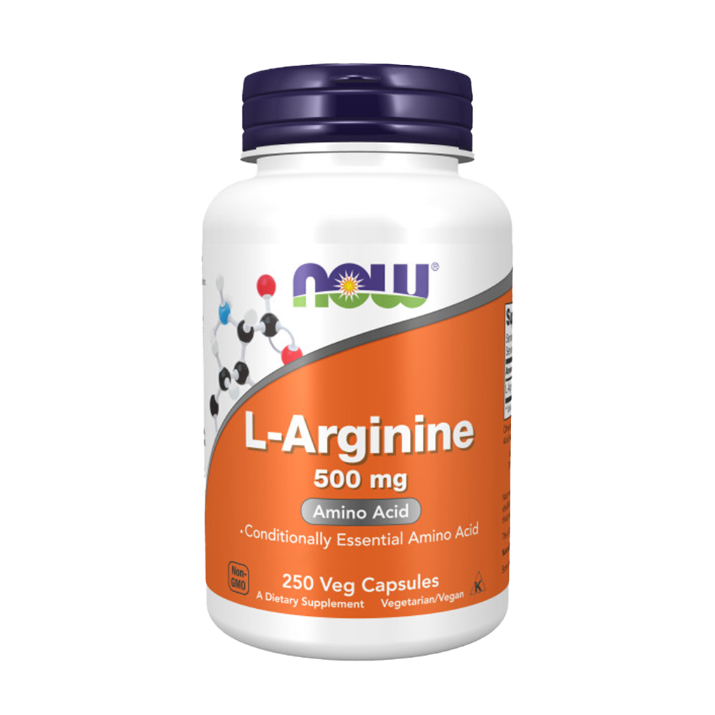 now foods l arginine 500 mg 250 capsules packshot voorkant