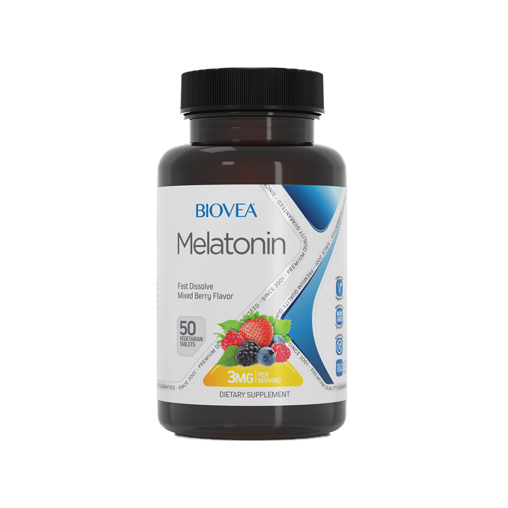 biovea quick dissolving melatonin 3mg 50 tablets packshot