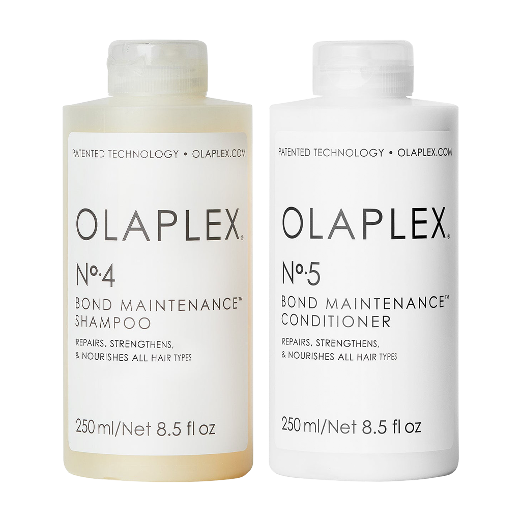 Shampooing Olaplex (n°4) et après-shampooing (n°5) (2x 250ml.) ensemble de négociation avant.