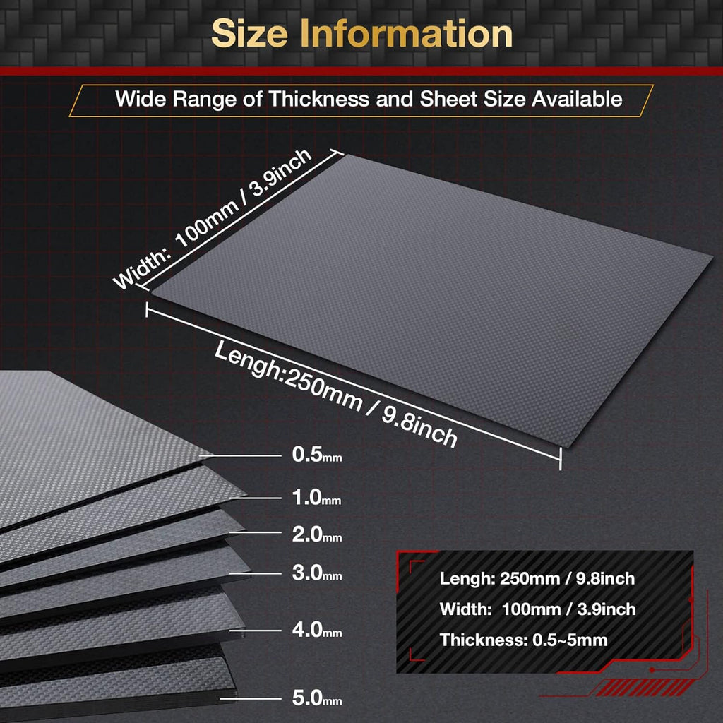 100x250MM carbon fiber sheet