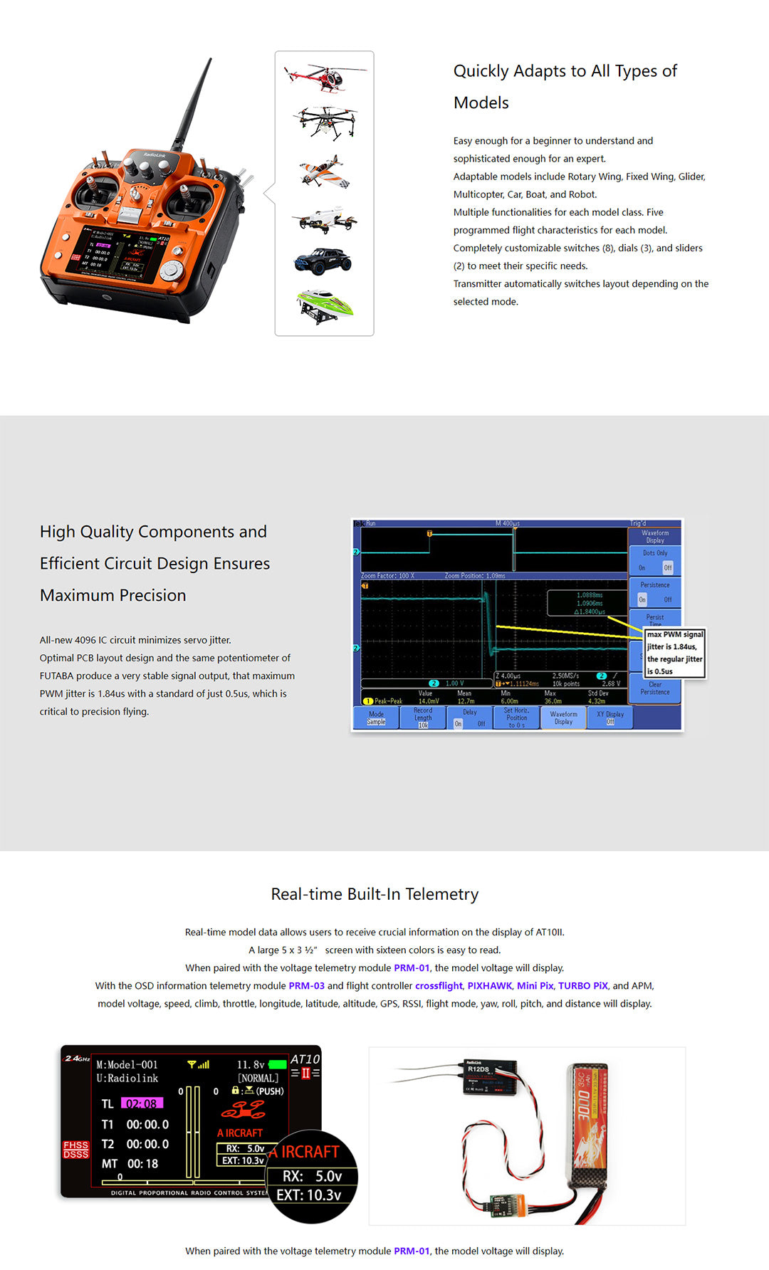 Radiolink AT10II 2.4Ghz 12 Channel RC Transmitter and Receiver