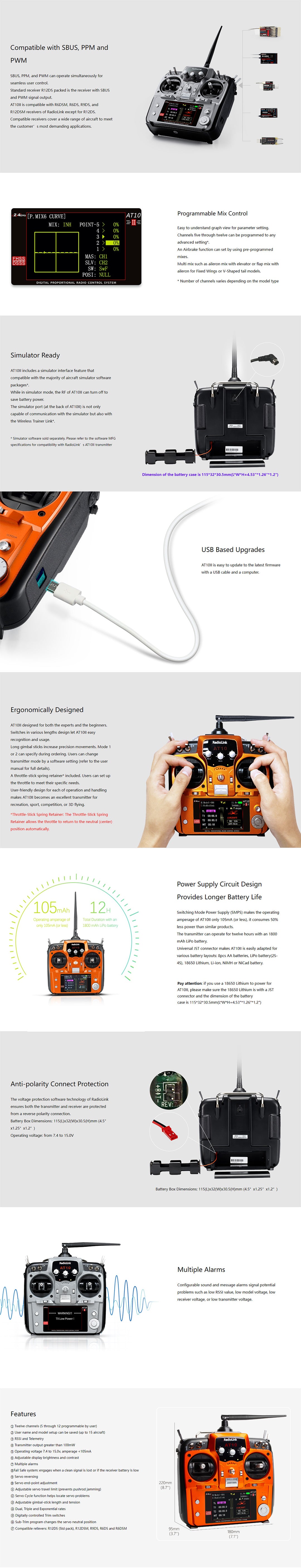 Radiolink AT10II 2.4Ghz 12 Channel RC Transmitter and Receiver