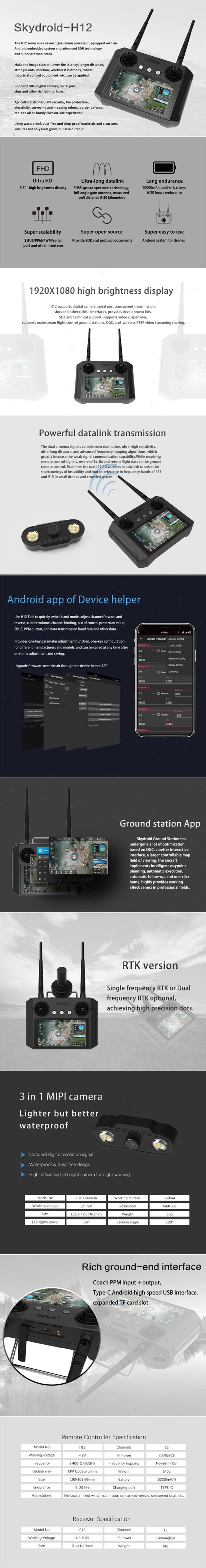 Skydroid H12 1080P Digital Video Data Transmission Transmitter Long Range Remote Control