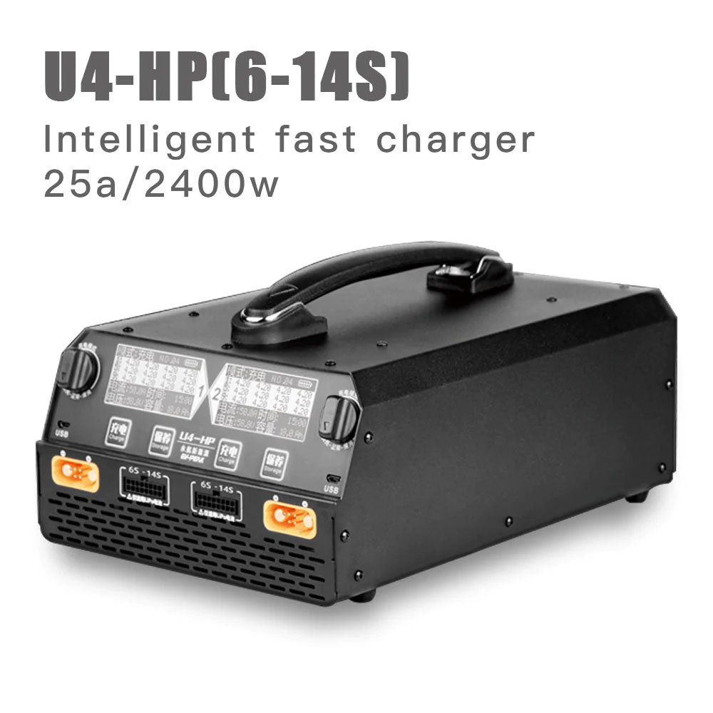 EV-PEAK U4-HP Dual Channel 2400W 25A LiPo LiHv Battery Smart Charger for 6-14S Battery