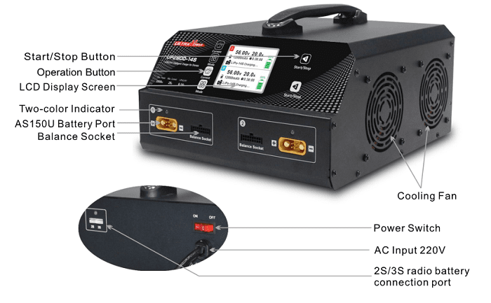 UltraPower UP2800-14S 2X1400W 28A 6-14S LiPo/LiHV Battery UAV Drone Charger