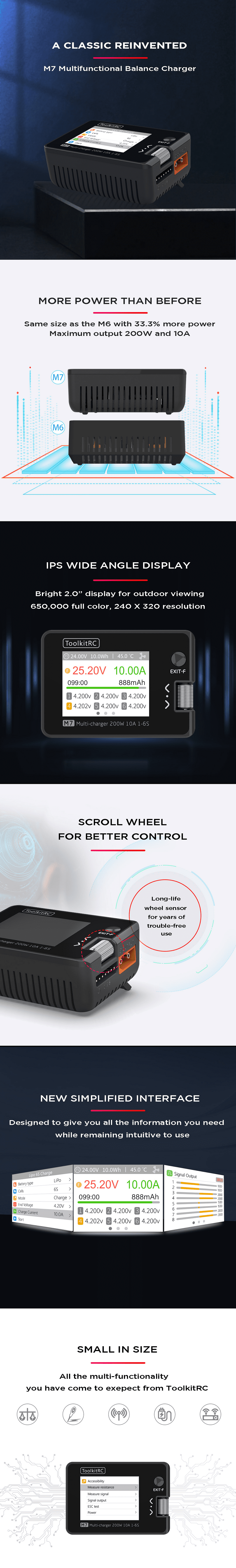 ToolkitRC M7 200W 10A 2-6S DC Multifunctional Balance Charger