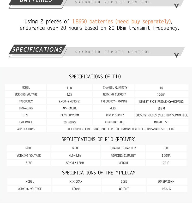 Skydroid T10 2.4G 10 Channel Remote Controller