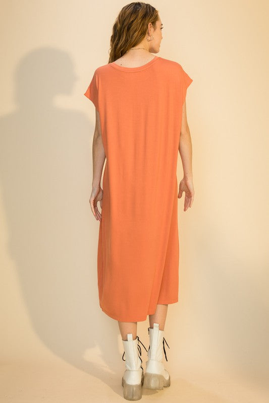 Lauren Solid Dress - Tangerine