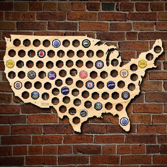 Beer Cap Map is Mens Apartment Decor