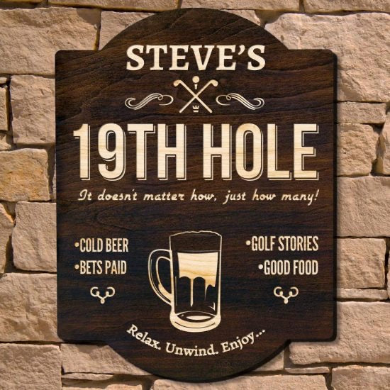 Rustic Wooden Golf Sign for Men