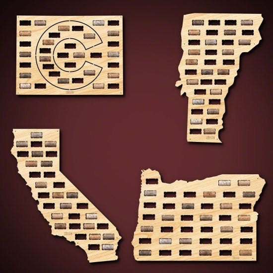 Wine Cork Map of Home State