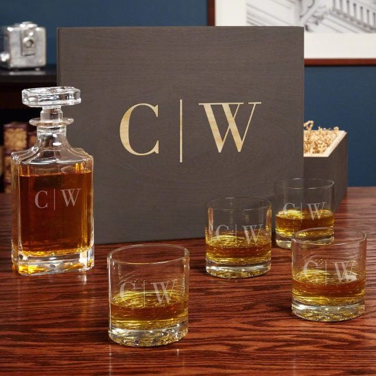 Monogrammed Whiskey Decanter Set of Practical Gifts for Couples