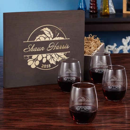 Set of Four Stemless Glasses with Gift Box