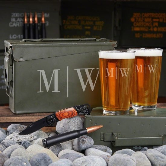 Customized Ammo Can Pint Glass Set