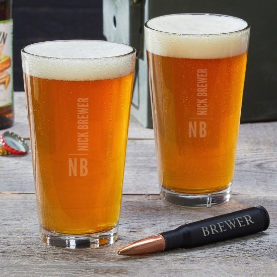 Custom Pint Glasses with Bullet Bottle Opener