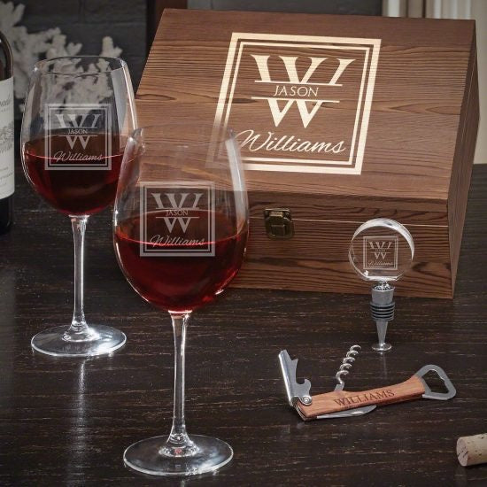 Custom Classy Wine Glass Box Set for Retirement