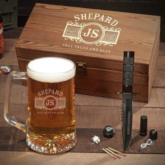 Cool Beer Mug Gift Set with Tactical Knife