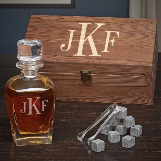 Monogrammed Whiskey Decanter Set