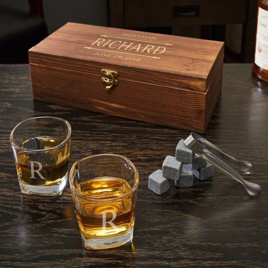 Custom Whiskey Box Set Unique Birthday Gift for Him