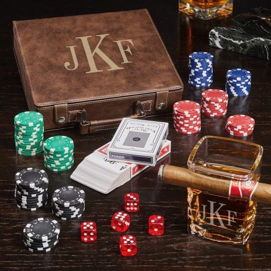 Personalized Poker and Cigar Whiskey Glass Set