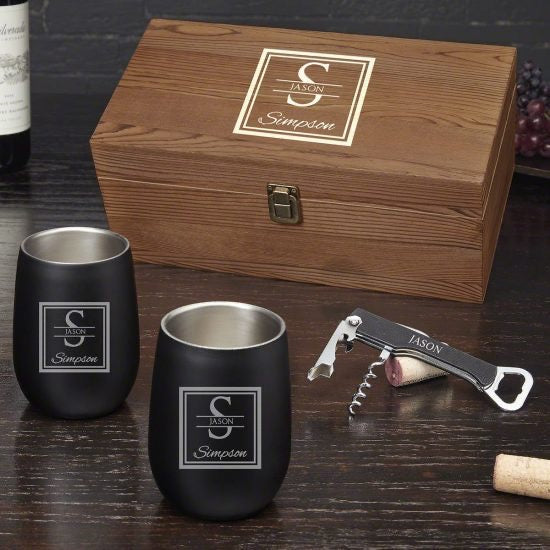 Stainless Steel Wine Tumbler Set of Gifts for Outdoorsy Guys