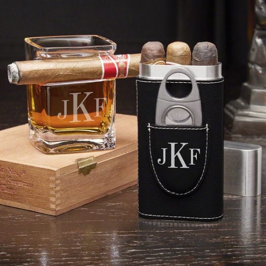 Cigar Glass and Cigar Case for Boyfriend Christmas