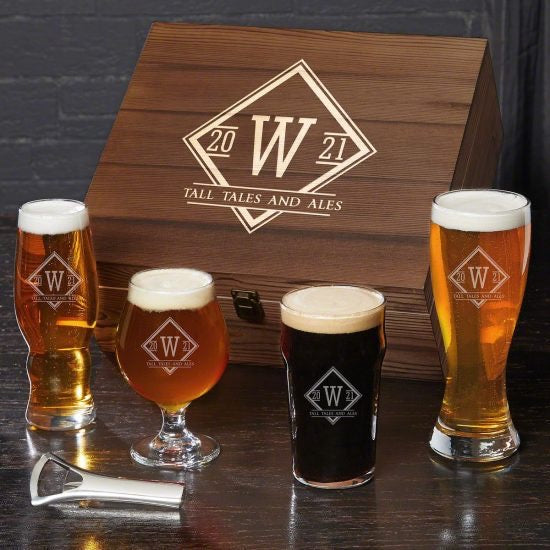 Personalized Beer Glasses Box Set