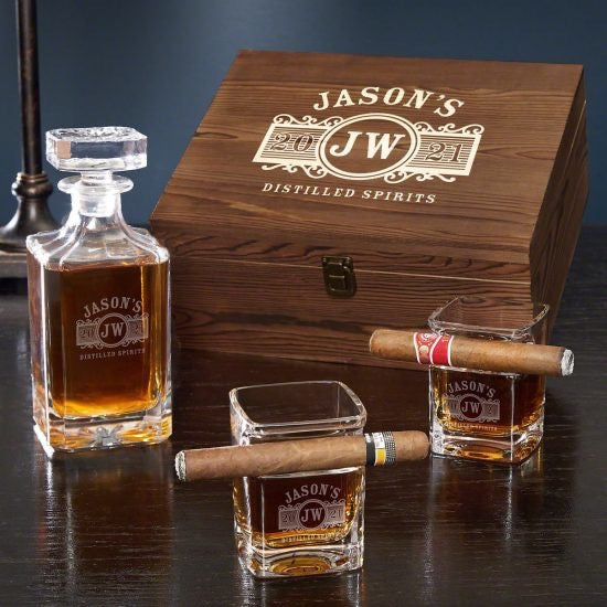 Cigar Glasses Engraved Box Set