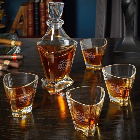 Engraved Triangle Whiskey Set