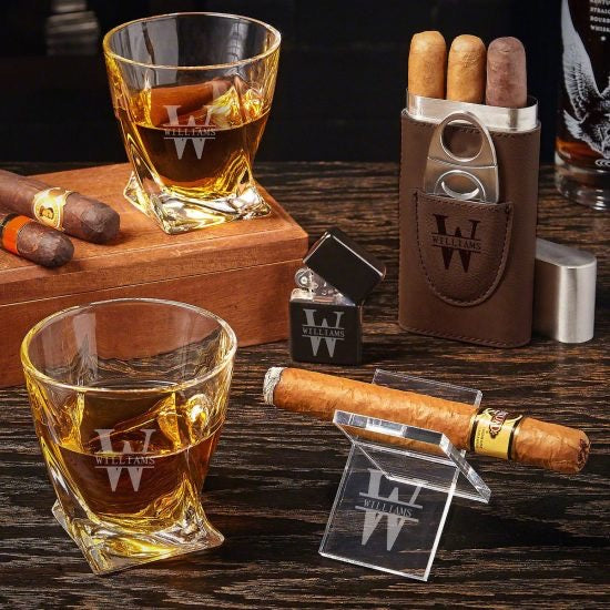 Twist Glasses and Cigar Set