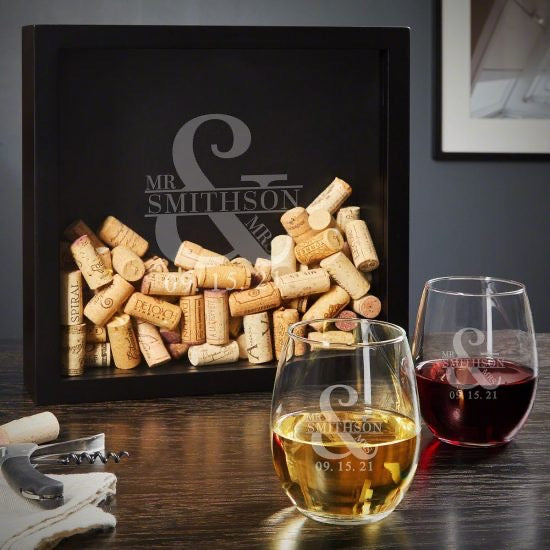 Personalized Wine Shadow Box Gift Set