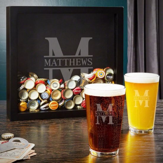 Custom Pint Glass and Shadow Box Set