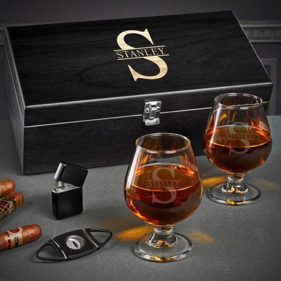 Custom Cognac Set of Birthday Gifts for Him