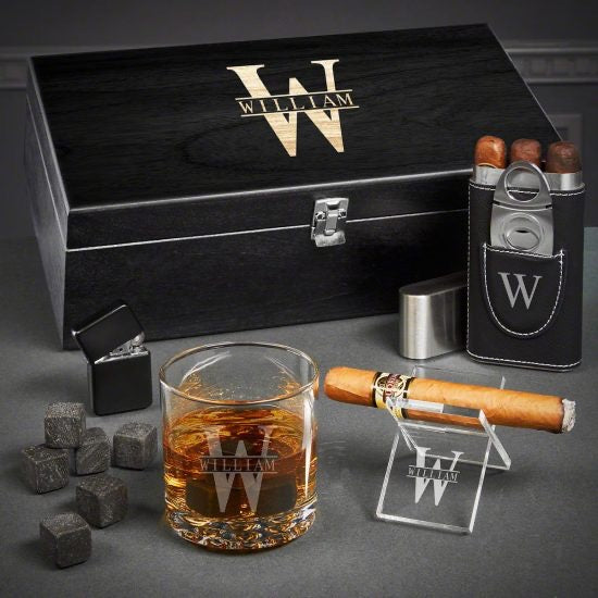 Engraved Cigar and Whiskey 40th Birthday Gift Ideas for Men