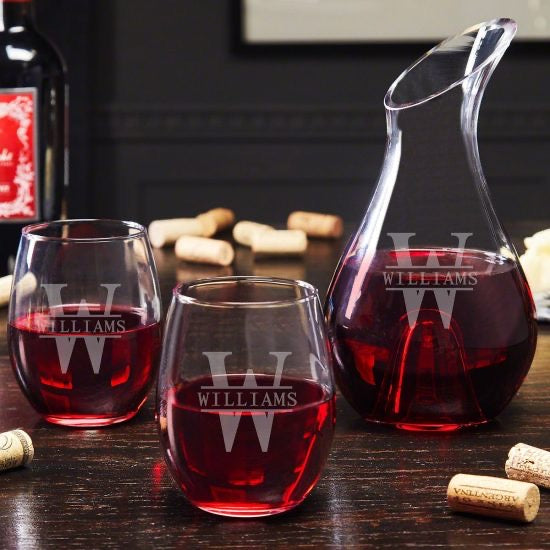 Personalized wine decanter badass gifts for guys set