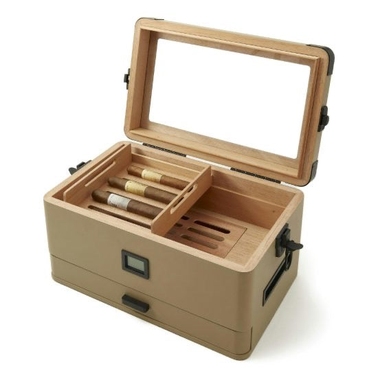 Military Glass Top Cigar Humidor