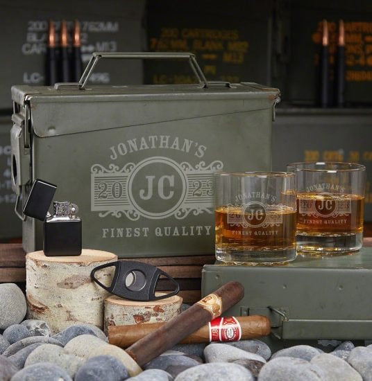 Custom Whiskey Gift Ideas for Hunter Ammo Can Set