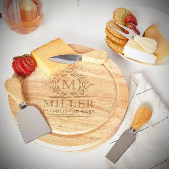 Swivel cheese board closed