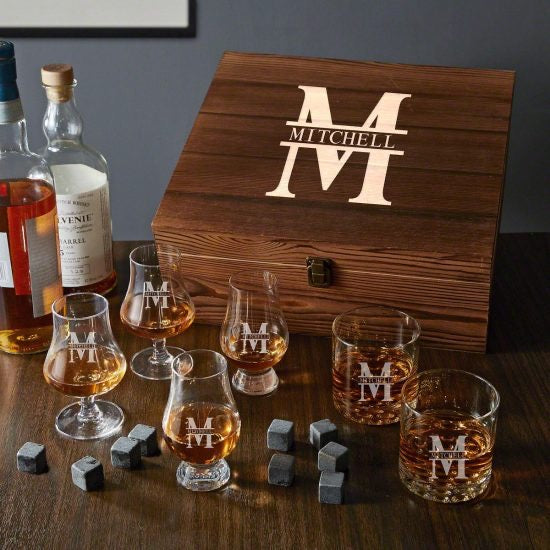 Whiskey tasting set with glasses