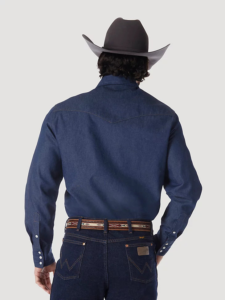 Wrangler Pearl Snap Western Shirt Mens Size M Long Sleeve Blues Plaid 44  Chest