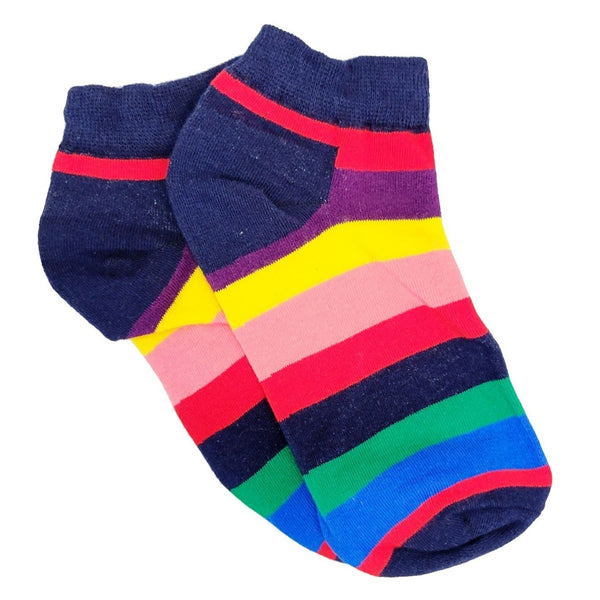 Rainbow Striped Ankle Socks (Adult Medium)