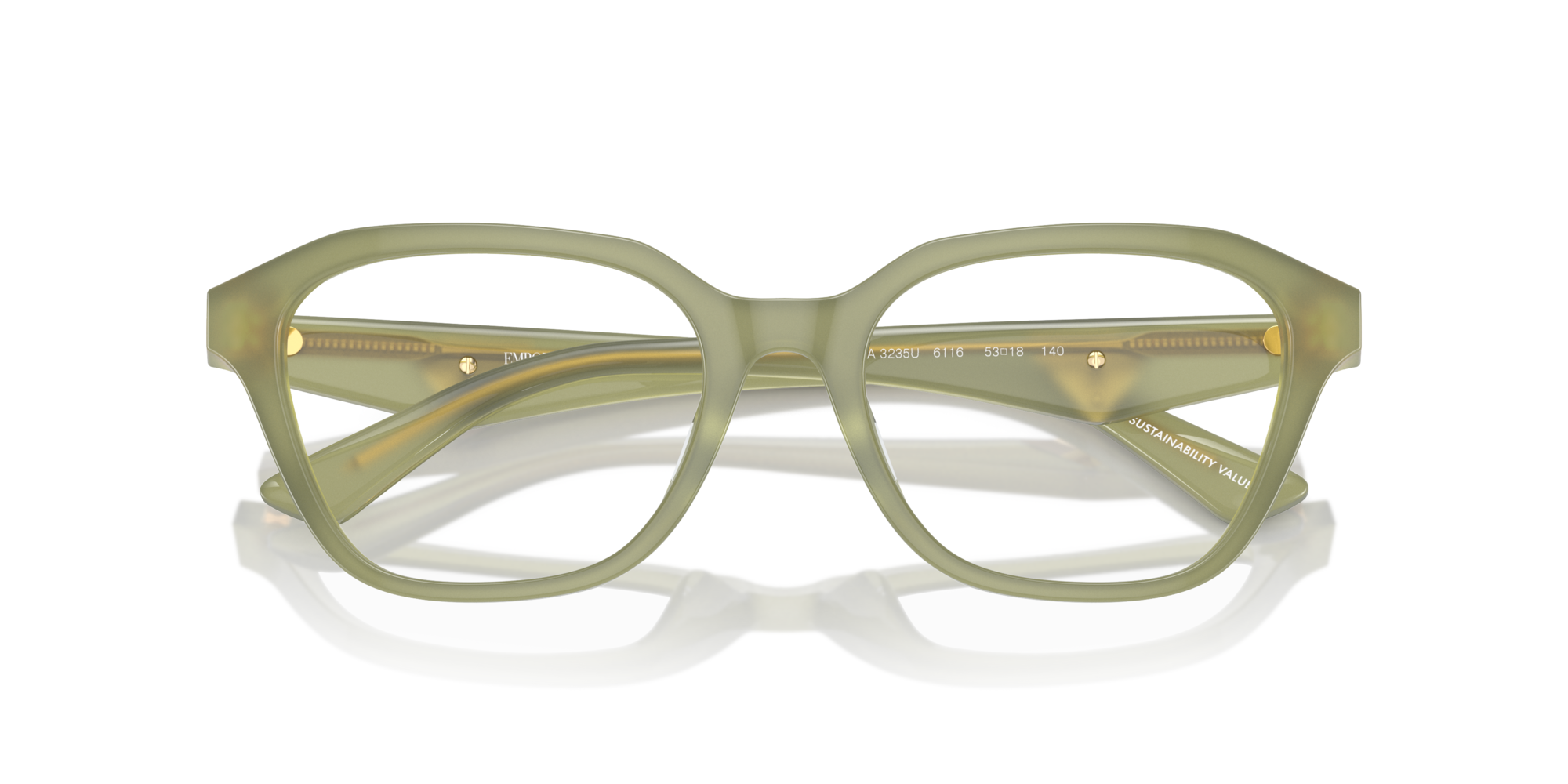 8056262038086 - Damen EA3235U  6116 Rahmen von BRILLEN Acetat Grün Transparent Geometrisch Normal